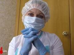 Nurse Catin Red gives a lustful handjob and blowjob to her patient