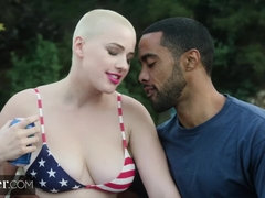 デカチン, フェラチオ, イく瞬間, チン, 異人種間, なめる, オマンコ, 馬乗り