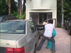 Babe has her mouth filled with his cum