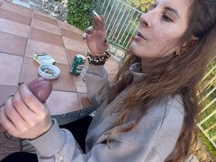 Enthousiasteling, Stel, Sperma, Sperma shot, Extreem, Huisgemaakt, Buiten, Openbaar