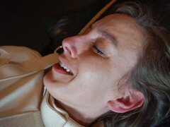 Tied-up chick gets her cunt teased in this homemade performance