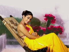 Luscious Yellow Saree - Solo Tease