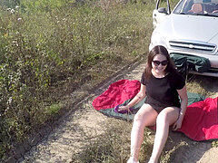 Voiture, Doigter, Lunettes, Masturbation, Orgasme, Public, Adolescente, Jouets