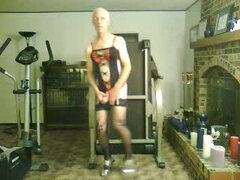 Grote lul, Gevangen, Travestiet, Jurk, Masturbatie, Alleen, Strak, Webcamera
