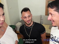 Braunhaarige, Paar, Hardcore, Hd, Mutti, Realität, Rau, Flotter dreier