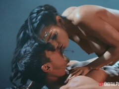 Porn star Tia Cyrus gets fucked hard in long hooker boots.