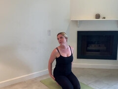 Thick blonde MILF doing yoga and fucking her stepson