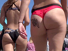 Close Up Bikini Spy gigantic caboose knickers Teens Beach Voyeur HD Vid