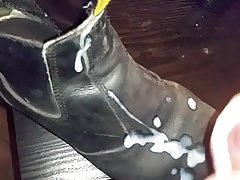 Cumshot on work boot