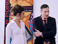 Pijpbeurt, Bruinharig, Sperma shot, Europees, Harig, Ondergoed, Spaans, Tieten likken