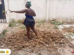 Africano, Culo grande, Ébano, Granja, Pies, Bragas, Falda, Spandex