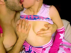 Exxxtrasmall, cosplay teen, nipple touching