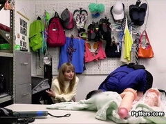 Full-Breasted horny caught and banged with stolen sex toys