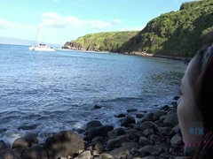素人, ビーチ, ブロンド, 露出狂, 彼女, アウトドア, ハメ撮り, オッパイの