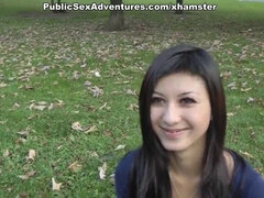 Nasty chick sucks in the park