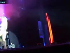 Stage performer Dorothy Black going topless and frolicking with fire