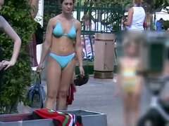 Badpak, Bruinharig, Zichtbare schaamlippen, Hd, Tepels, Kut duiken, Geschoren, Bekijker