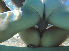 Tetas grandes, Mamada, Morena, Al aire libre, Piscina, Sexo fuerte, Bajo el agua