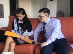 Amateur, Anal, Tir de sperme, Domestique, Timide, Maigrichonne, Jarretelles, Adolescente