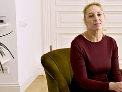 MATURE4K. Admirable duo of mature woman in stockings and interviewer