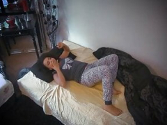 Kayla pees on the bed