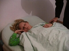 German lesbian blonde ends up enjoying his hard cock