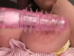 アジア人, デカパイ, 気狂い, ディルド, 毛深い, 日本人, オナニー, ヤリマン