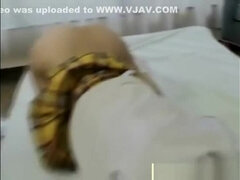 Naughty asian schoolgirl with blindfold