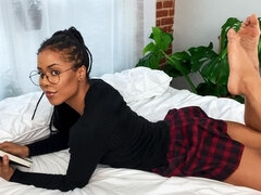 Schattig, Zwart, Vingeren, Gapende, Harig, Handbeurt, Schoolmeisje, Rok