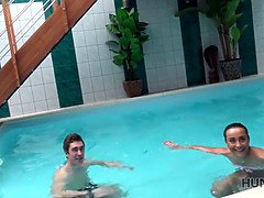 Watch this cheap slut try to keep her man at the spa with her mouth and blowjob skills in POV reality porn.