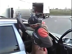 Romanian gypsy street hooker fucks in public truck parking