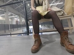 Exhib, De plein air, Culottes ou slips, Public, Chatte, Sous la jupe