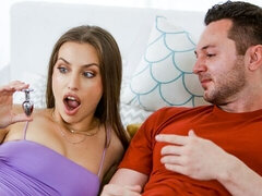 Anal, Grosse bite, Sucer une bite, Brunette brune, Mignonne, En levrette, Robe, Poilue