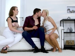 Blonde teen with pigtails fucked by friend's horny parents