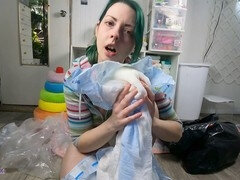 Naughty diaper girl gets into dirty talk and ABDL fun