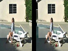 Danni Ashe Strips Down At Poolside (Split Screen Version)