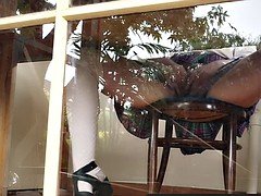 Girls Out West - Busty amateur toys her hairy snatch