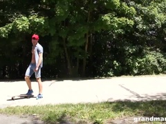 Skater boy gets and fucked outdoors by