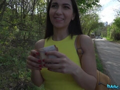 素人, デカチン, フェラチオ, 茶髪の, お金, 自然山雀, アウトドア, オッパイの