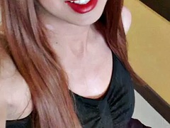 Leie, Asiatisch, Geschnappt, Crossdresser, Spermaladung, Transfrau, Schlampe, Solo