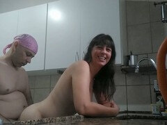 Enthousiasteling, Stel, Man die toekijkt, Vies praten, Vernedering, Keuken