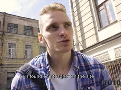 Fake English tutor is exposed and sex saves her from prison - busty brunette with saggy tits