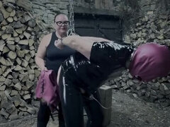 Pervert Woodroom Punishment - Latex Domination & Enema Slave BDSM