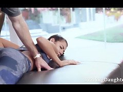 Incroyable, Papa, Gym, Hd, Petite femme, Chatte, Rasée, Spandex