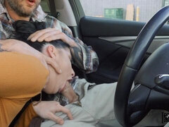 デカ尻, フェラチオ, 茶髪の, チン, バック, 巨大, オマンコ, ガリガリ