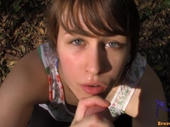 Deep Forest Blowjob - Pov oral sex outdoors with cum in mouth
