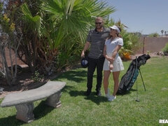 Crazy outdoor sex with naughty golf girl