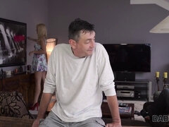 Nikky Dream gets her tight pussy pounded by her daddy while her boyfriend watches