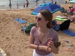 Enthousiasteling, Strand, Flashing, Voetbeurt, Vriendin, Naakt, Buiten, Gezichtspunt