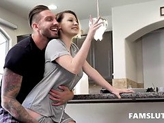 Blondine, Blasen, Vollbusig, Süss, Papi, Hundestellung, Grossvater, Hd